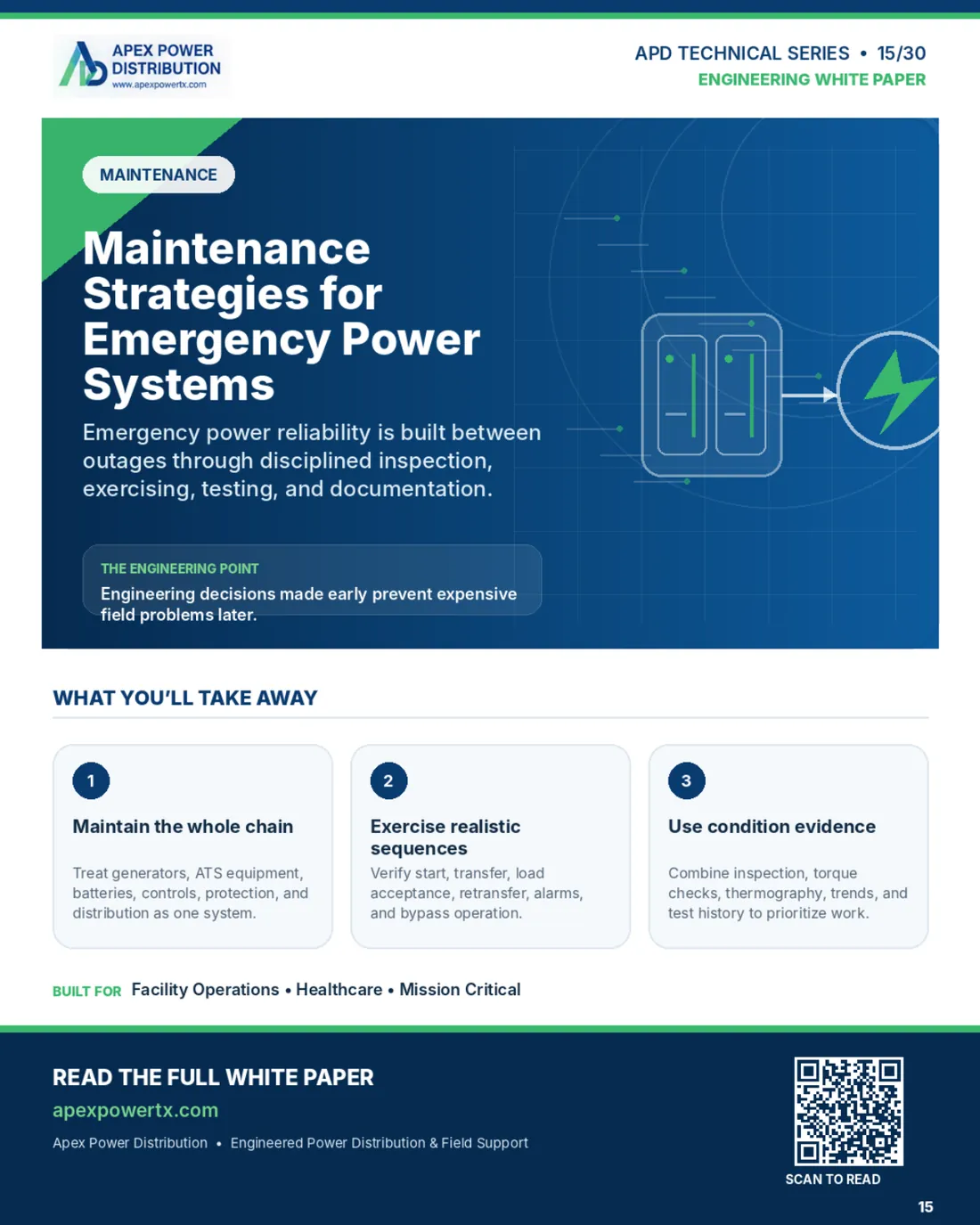 Maintenance Strategies for Emergency Power Systems — flyer page